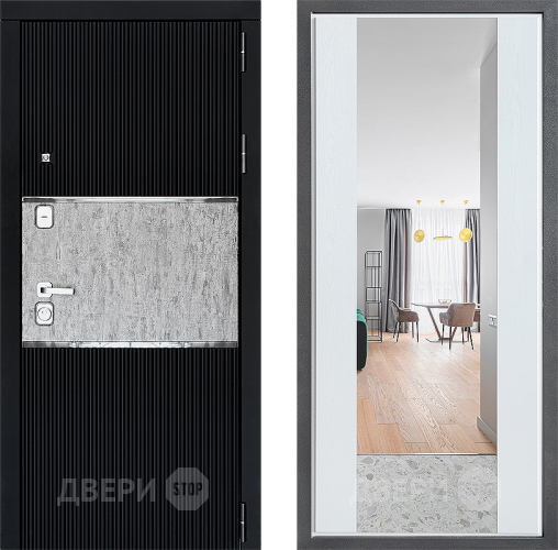 Входная металлическая Дверь Дверной континент ДК-13 ФЛЗ-1 Зеркало Белое дерево в Видное