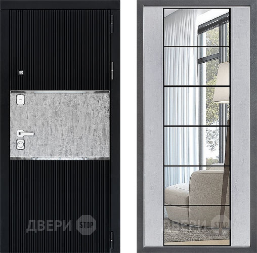 Входная металлическая Дверь Дверной континент ДК-13 ФЛЗ-2 Зеркало Бетон светлый в Видное