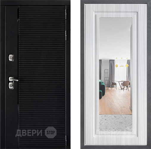 Входная металлическая Дверь Дверной континент ДК-1 ФЛЗ Зеркало Сандал белый в Видное