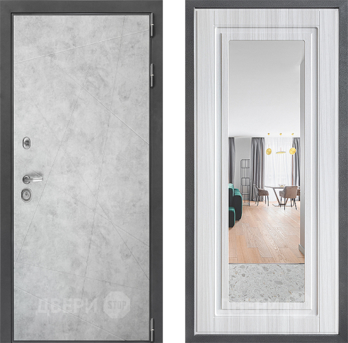 Входная металлическая Дверь Дверной континент ДК-3/743 ФЛЗ Зеркало Сандал белый в Видное