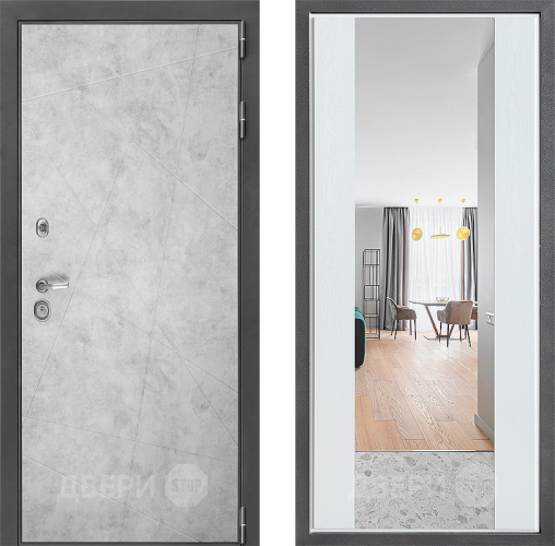 Входная металлическая Дверь Дверной континент ДК-3/743 ФЛЗ-1 Зеркало Белое дерево в Видное