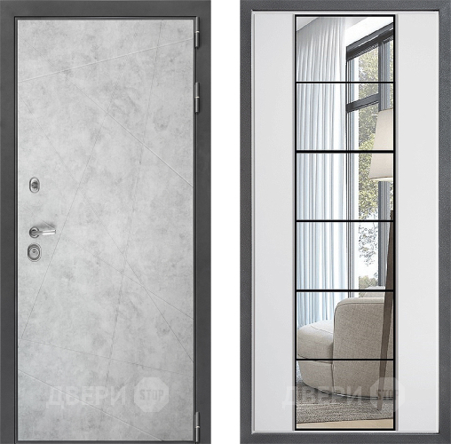 Входная металлическая Дверь Дверной континент ДК-3/743 ФЛЗ-2 Зеркало Белый софт в Видное