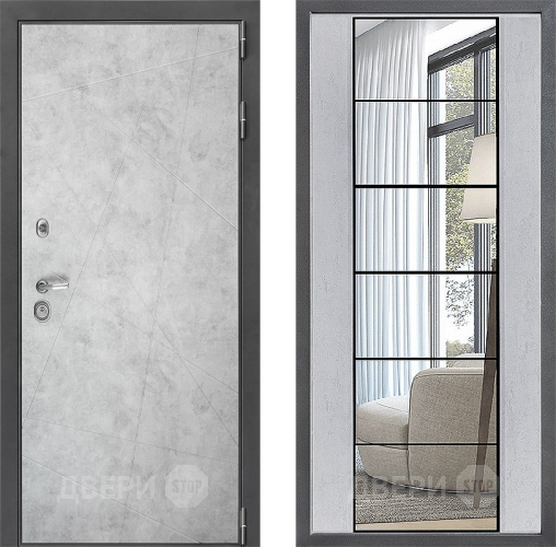 Входная металлическая Дверь Дверной континент ДК-3/743 ФЛЗ-2 Зеркало Бетон светлый в Видное