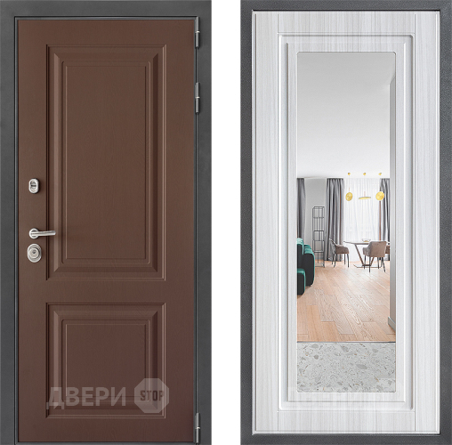 Входная металлическая Дверь Дверной континент ДК-3/729 ФЛЗ Зеркало Сандал белый в Видное