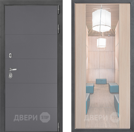 Входная металлическая Дверь Дверной континент ДК-3/649 ФЛЗ-1 Зеркало Капучино в Видное