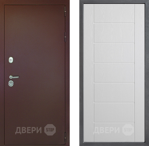 Входная металлическая Дверь Дверной континент Рубикон Медь Дизайн ФЛ-Лайн Белое дерево в Видное