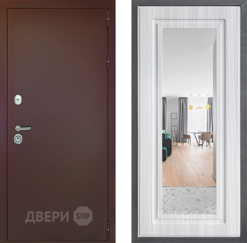 Входная металлическая Дверь Дверной континент Рубикон Медь Дизайн ФЛЗ Зеркало Сандал белый в Видное