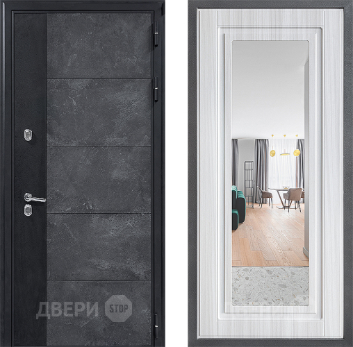 Входная металлическая Дверь Дверной континент ДК-15 Бетон ТЕРМО ФЛЗ Зеркало Сандал белый в Видное