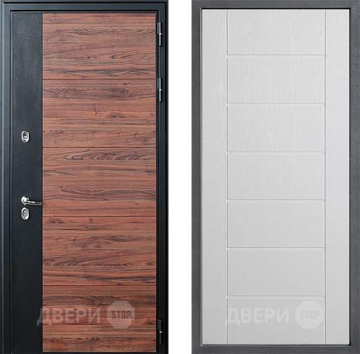 Входная металлическая Дверь Дверной континент ДК-15 Красное Дерево ТЕРМО ФЛ-Лайн Белое дерево в Видное