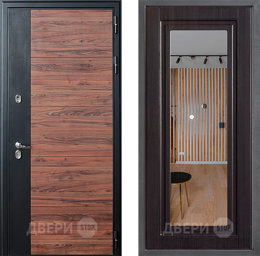 Входная металлическая Дверь Дверной континент ДК-15 Красное Дерево ТЕРМО ФЛЗ Зеркало Венге в Видное