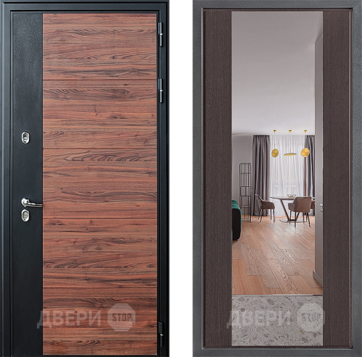 Входная металлическая Дверь Дверной континент ДК-15 Красное Дерево ТЕРМО ФЛЗ-1 Зеркало Венге в Видное