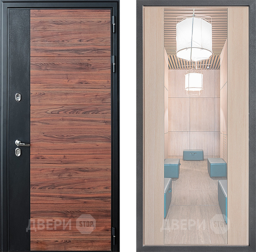 Входная металлическая Дверь Дверной континент ДК-15 Красное Дерево ТЕРМО ФЛЗ-1 Зеркало Капучино в Видное