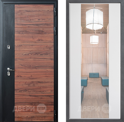 Входная металлическая Дверь Дверной континент ДК-15 Красное Дерево ТЕРМО ФЛЗ-1 Зеркало Белый софт в Видное