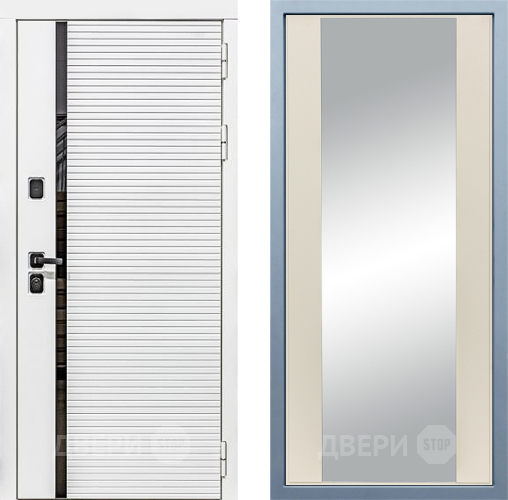Входная металлическая Дверь Дива МХ-45 Белая STR Д-15 Зеркало Шампань в Видное