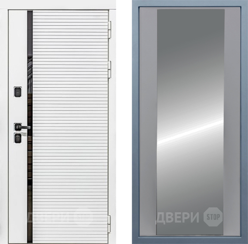 Входная металлическая Дверь Дива МХ-45 Белая STR Д-15 Зеркало Силк Маус в Видное
