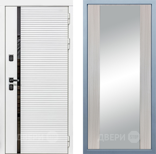 Входная металлическая Дверь Дива МХ-45 Белая STR Д-15 Зеркало Сандал белый в Видное