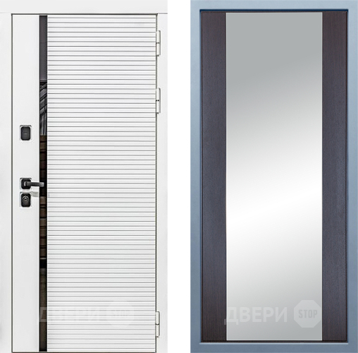 Входная металлическая Дверь Дива МХ-45 Белая STR Д-15 Зеркало Венге в Видное