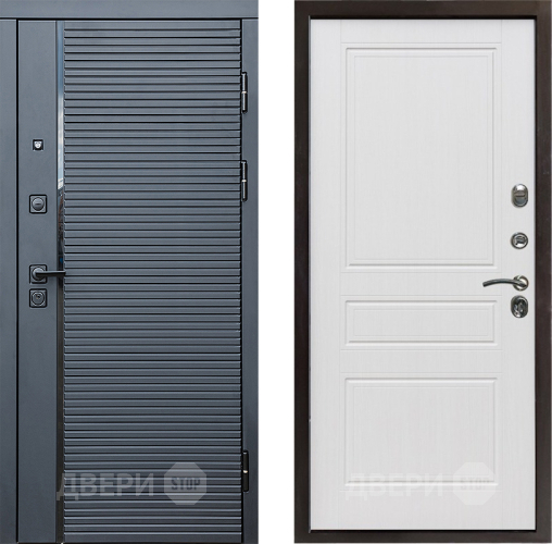 Входная металлическая Дверь Престиж Черная Линия Классика Белое дерево в Видное