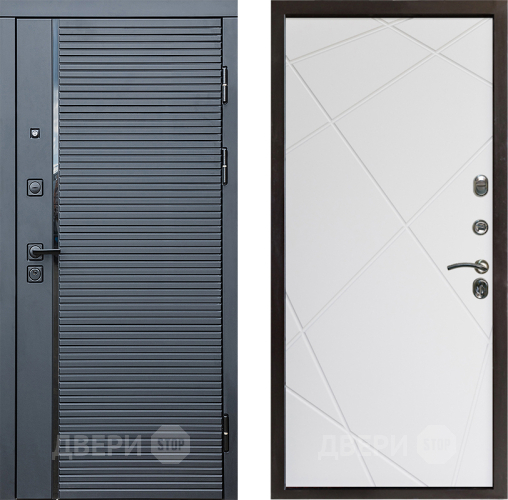 Входная металлическая Дверь Престиж Черная Линия Лучи Бетон белый в Видное