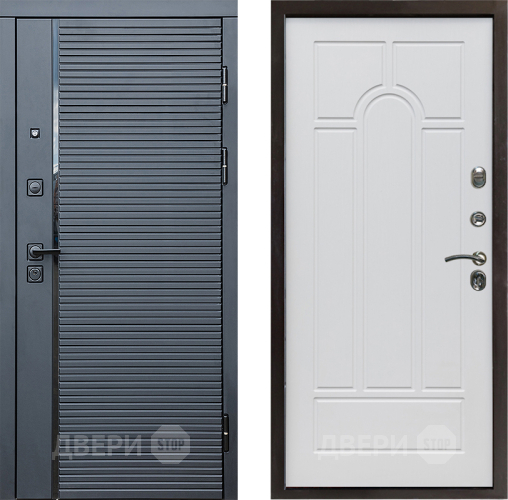 Дверь Престиж Черная Линия Арка Белое дерево в Видное