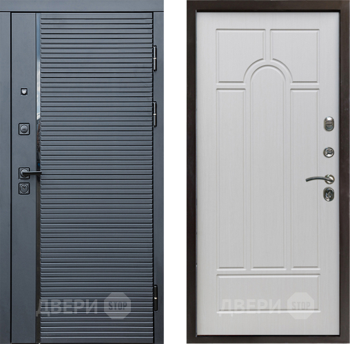 Входная металлическая Дверь Престиж Черная Линия Арка Лиственница белая в Видное