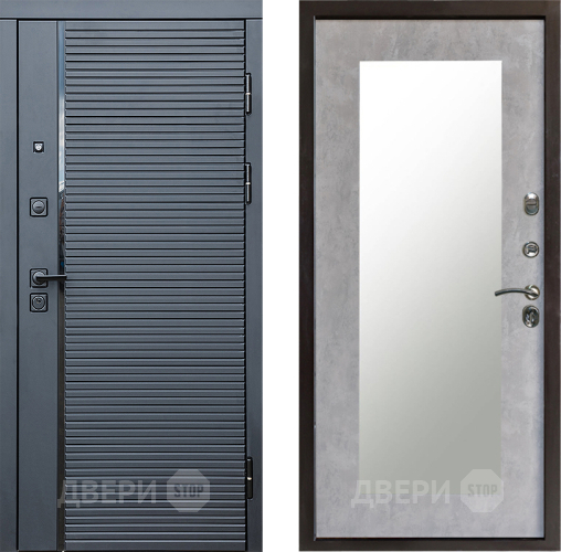 Входная металлическая Дверь Престиж Черная Линия Зеркло Пастораль Бетон светлый в Видное