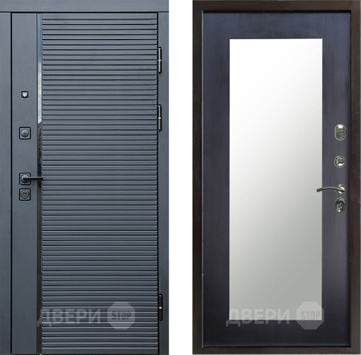 Входная металлическая Дверь Престиж Черная Линия Зеркло Пастораль Венге в Видное