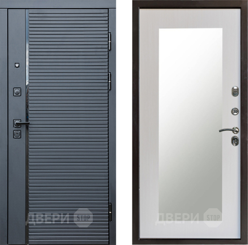 Входная металлическая Дверь Престиж Черная Линия Зеркло Пастораль Лиственница белая в Видное