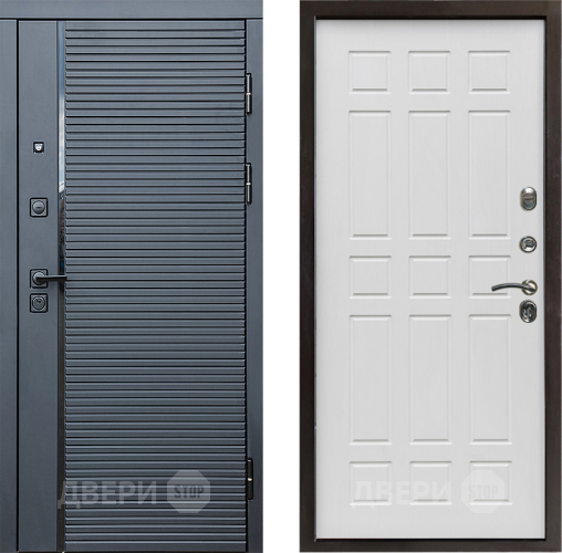 Входная металлическая Дверь Престиж Черная Линия Спарта Белое дерево в Видное