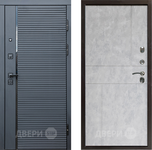 Входная металлическая Дверь Престиж Черная Линия Горизонт Бетон светлый в Видное