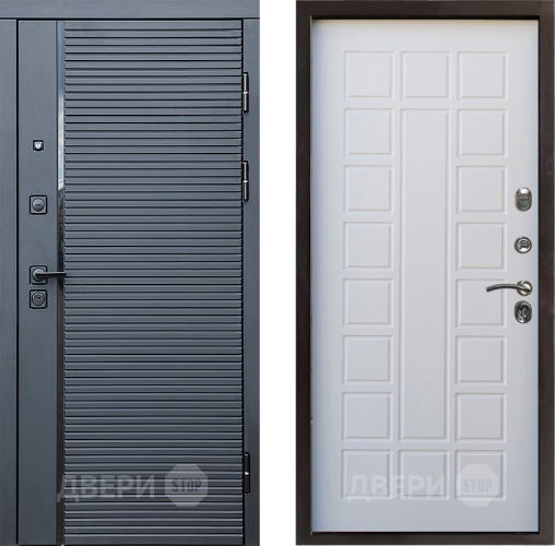 Входная металлическая Дверь Престиж Черная Линия Престиж Белое дерево в Видное