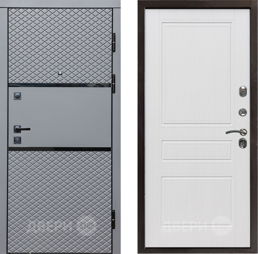 Входная металлическая Дверь Престиж Ромб Классика Белое дерево в Видное