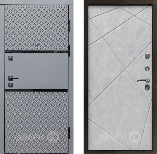 Входная металлическая Дверь Престиж Ромб Лучи Бетон светлый в Видное