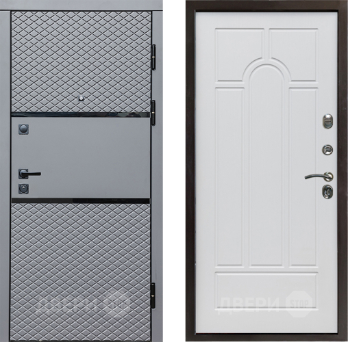 Входная металлическая Дверь Престиж Ромб Арка Белое дерево в Видное