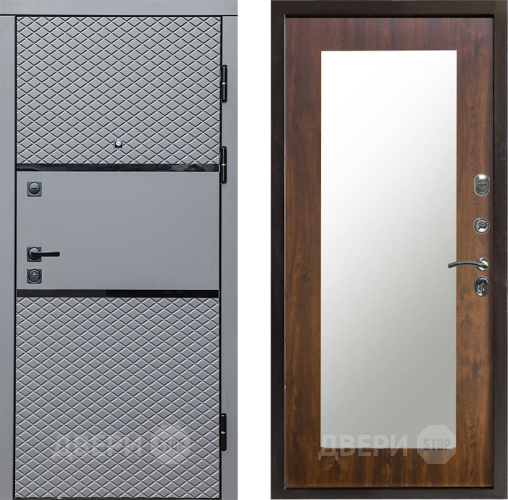 Входная металлическая Дверь Престиж Ромб Зеркло Пастораль Дуб в Видное