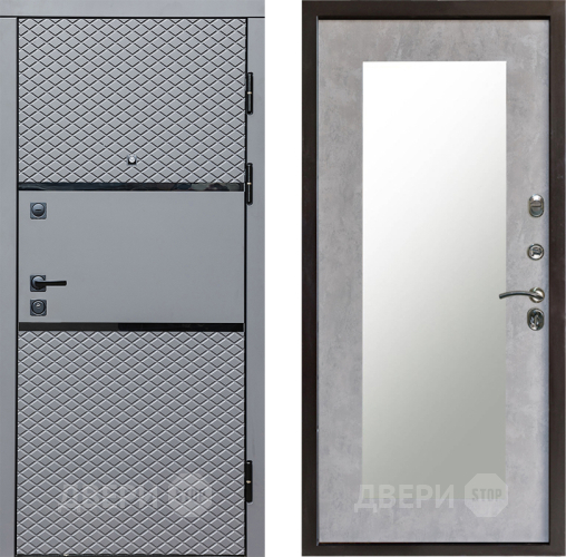 Входная металлическая Дверь Престиж Ромб Зеркло Пастораль Бетон светлый в Видное
