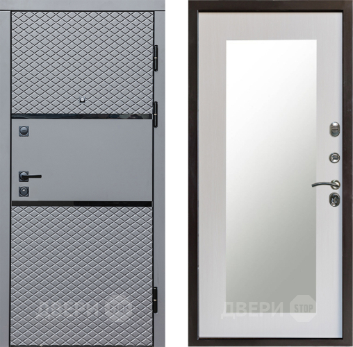 Входная металлическая Дверь Престиж Ромб Зеркло Пастораль Лиственница белая в Видное