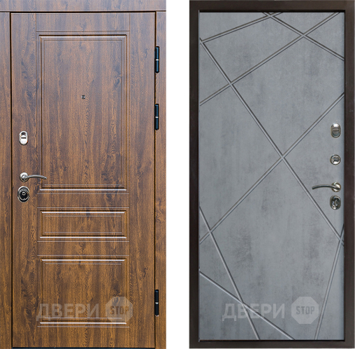 Входная металлическая Дверь Престиж Классика Дуб Лучи Бетон темный в Видное