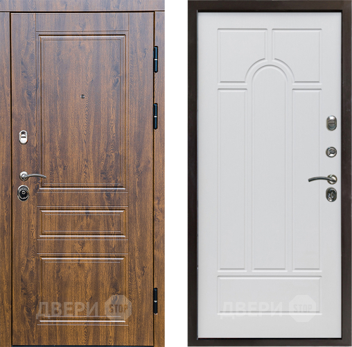 Входная металлическая Дверь Престиж Классика Дуб Арка Белое дерево в Видное