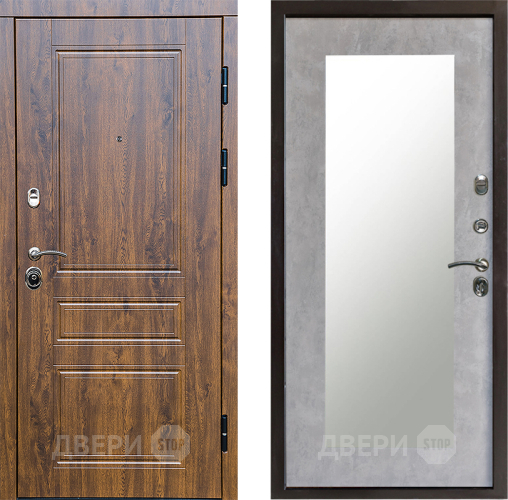 Входная металлическая Дверь Престиж Классика Дуб Зеркло Пастораль Бетон светлый в Видное