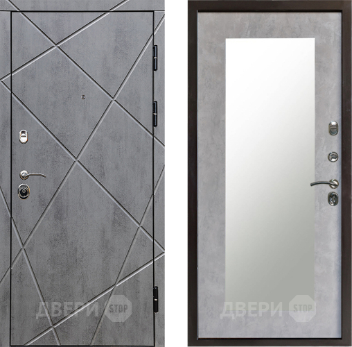 Входная металлическая Дверь Престиж Лучи Зеркло Пастораль Бетон светлый в Видное