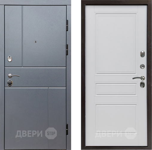 Входная металлическая Дверь Престиж Горизонт Грэй Классика Белый матовый в Видное