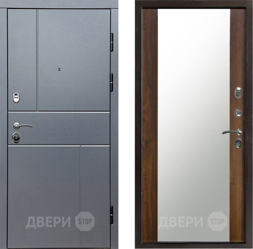 Входная металлическая Дверь Престиж Горизонт Грэй Зеркало Дуб в Видное