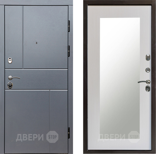 Входная металлическая Дверь Престиж Горизонт Грэй Зеркло Пастораль Лиственница белая в Видное
