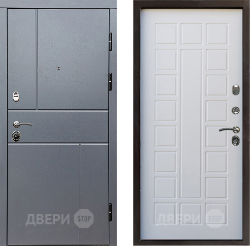 Входная металлическая Дверь Престиж Горизонт Грэй Престиж Белое дерево в Видное