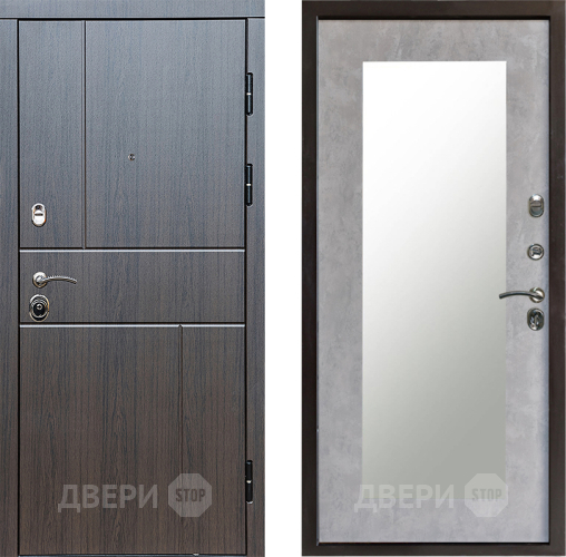 Входная металлическая Дверь Престиж Горизонт Венге Зеркло Пастораль Бетон светлый в Видное