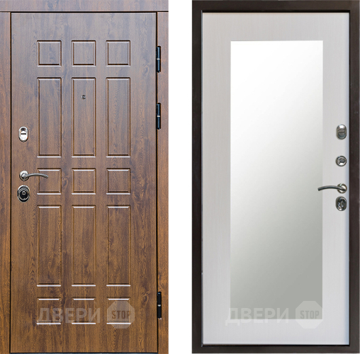 Входная металлическая Дверь Престиж Стандарт Зеркло Пастораль Лиственница белая в Видное