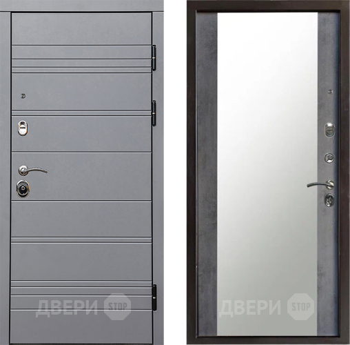 Входная металлическая Дверь Престиж Линия Грэй Зеркало Бетон темный в Видное