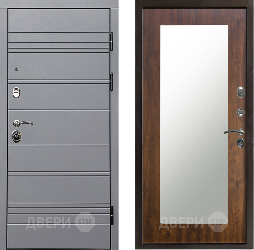 Входная металлическая Дверь Престиж Линия Грэй Зеркло Пастораль Дуб в Видное