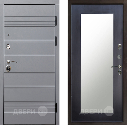 Входная металлическая Дверь Престиж Линия Грэй Зеркло Пастораль Венге в Видное